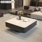 table basse carrée salon minimaliste marbre noir blanc tiroir métal solide