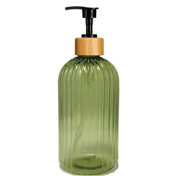 flacon pompe noir transparent vert marron rayures moderne 500ml Pompe bouchon bois