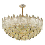 lustre cristal transparent doré feuilles pendeloques classique chambre salon