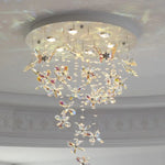 lustre suspendu moderne élégant transparent multicolore fleurs papillons clips métalliques chambre salon