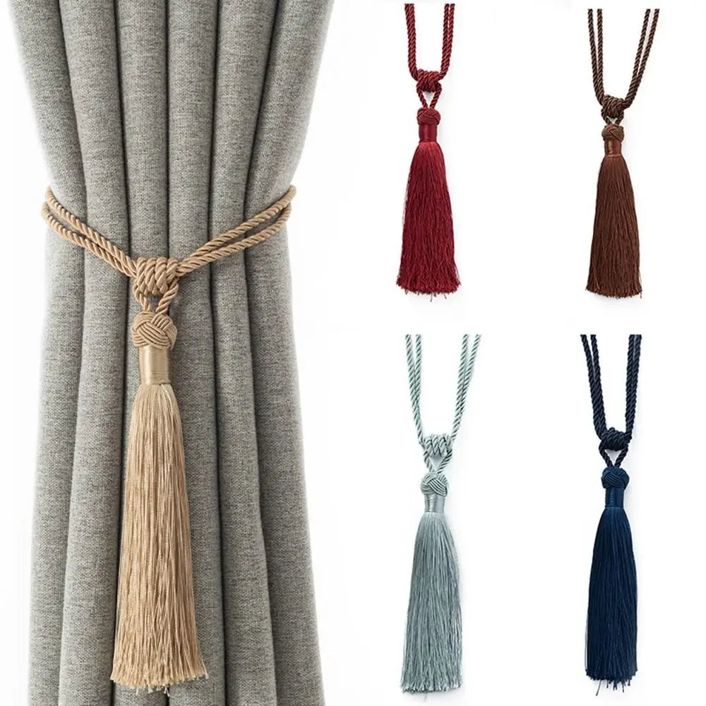 accessoires rideau cordon tressé franges blanc or gris beige moderne bohème chic