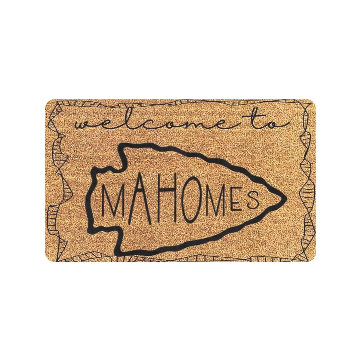 paillasson bienvenue mahomes antiderapant caoutchouc marron noir geometrique exterieur entréeporte