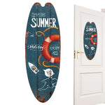 décoration murale bois vieilli planche surf thème plage motifs parasol chaise longue vintage marine