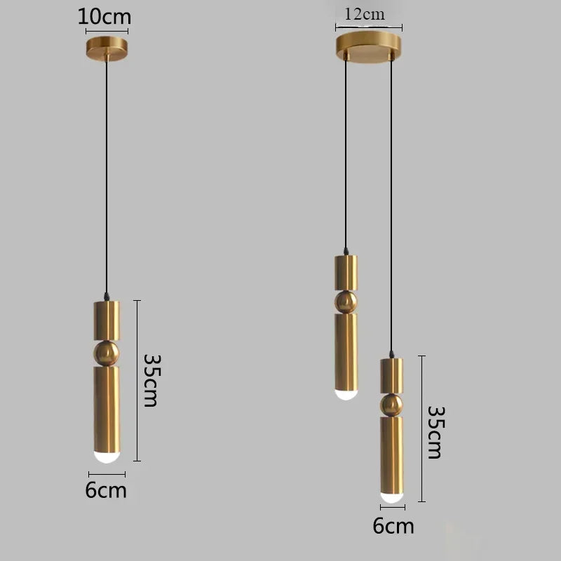 luminaire suspension cylindrique moderne minimaliste led aluminium noir or blanc gris intérieur
