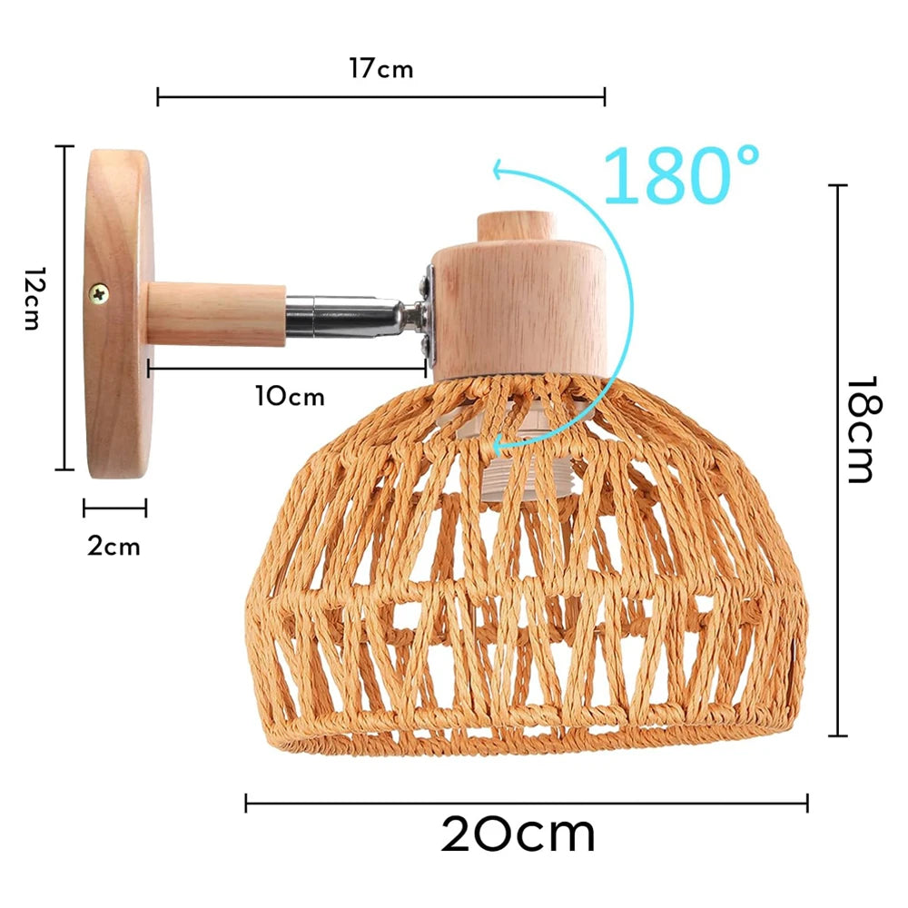 lampe murale tissu tressé bois naturel éclairage moderne rustique entrée chambre coucher
