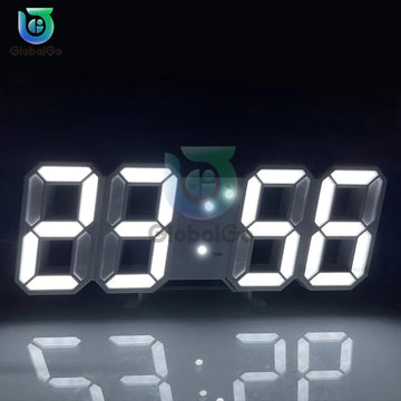 Horloge numérique murale LED 3D noire affichant l'heure et la température