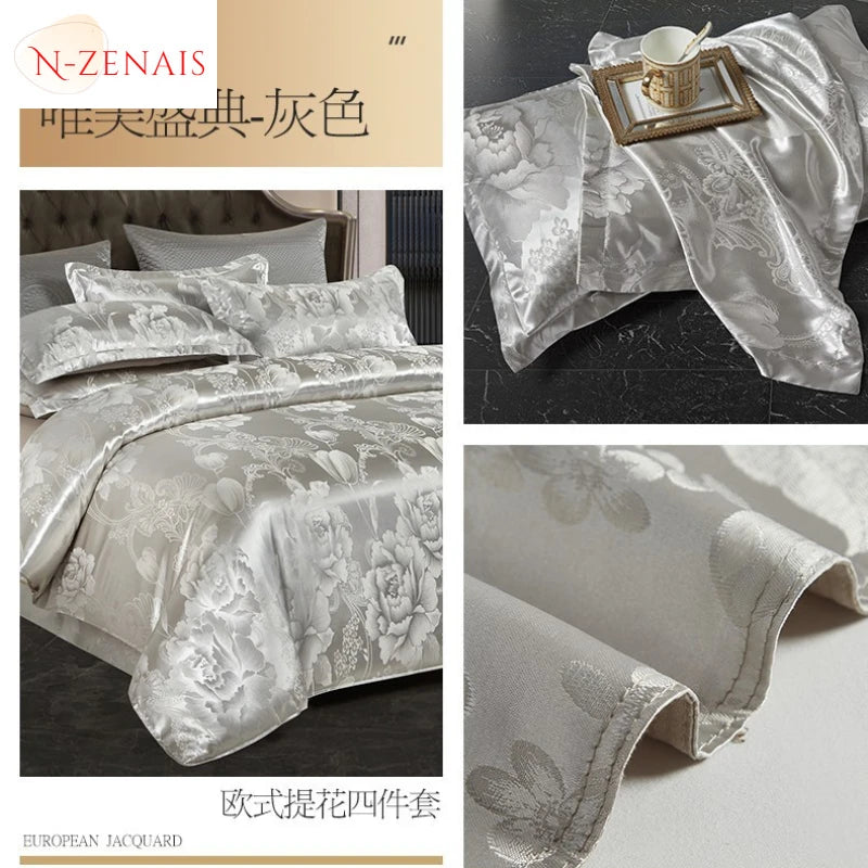 ensemble literie luxueux gris motifs floraux couverture taies d'oreiller polyester qualité adulte