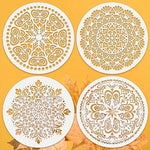 stencils mandala blanc or ornements floraux artisanal élégants peinture bricolage décoration murale bois tissu
