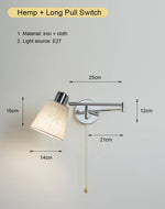 lampe murale articulée chrome plissée éclairage quotidien moderne interrupteur cordonversible