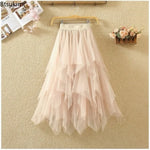 jupe tulle plissée féminine élastique printemps été rose clair gris blanc noir élégante lignemidi