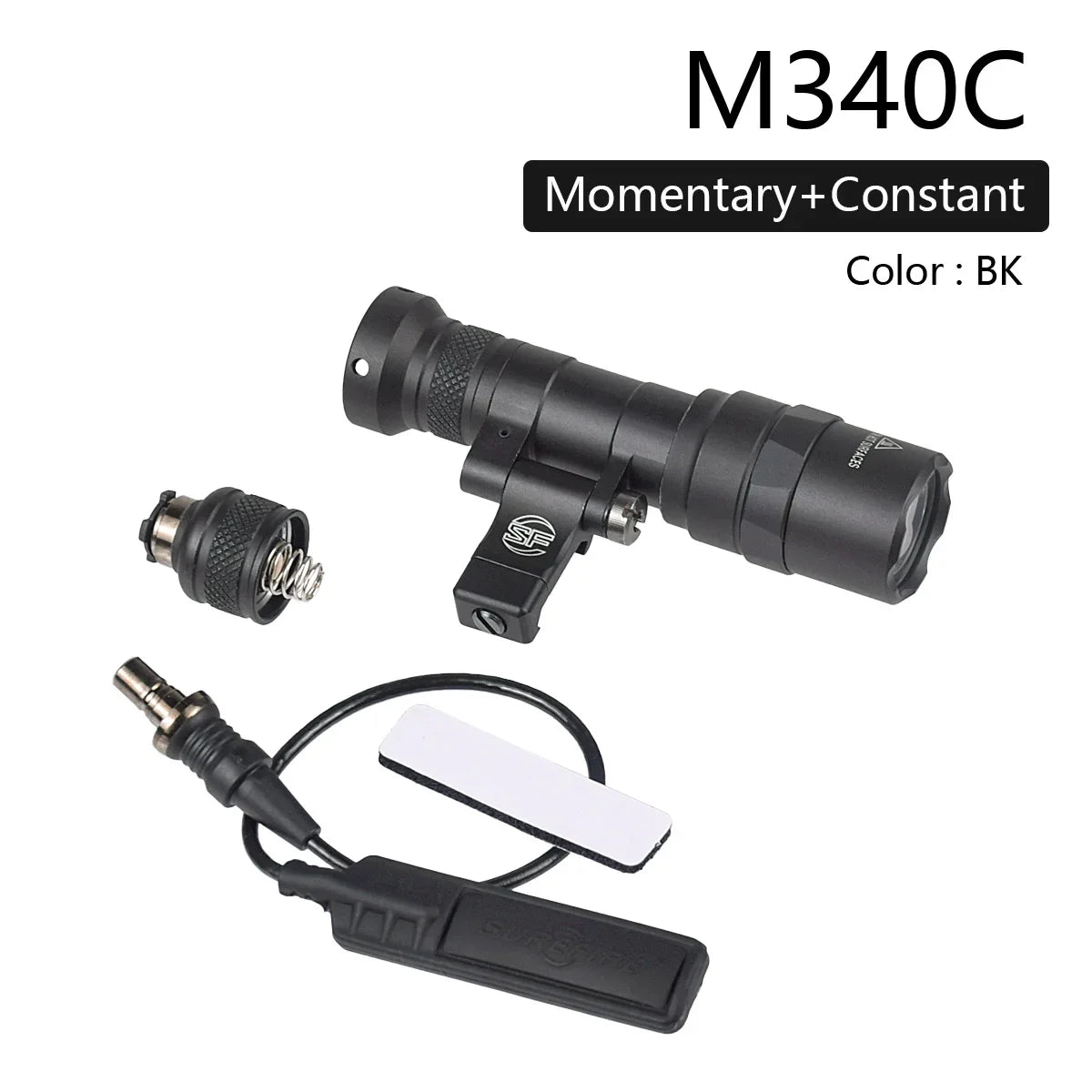 lampe torche tactique led noir texturée clip picatinny rechargeable chasse airsoft moderne