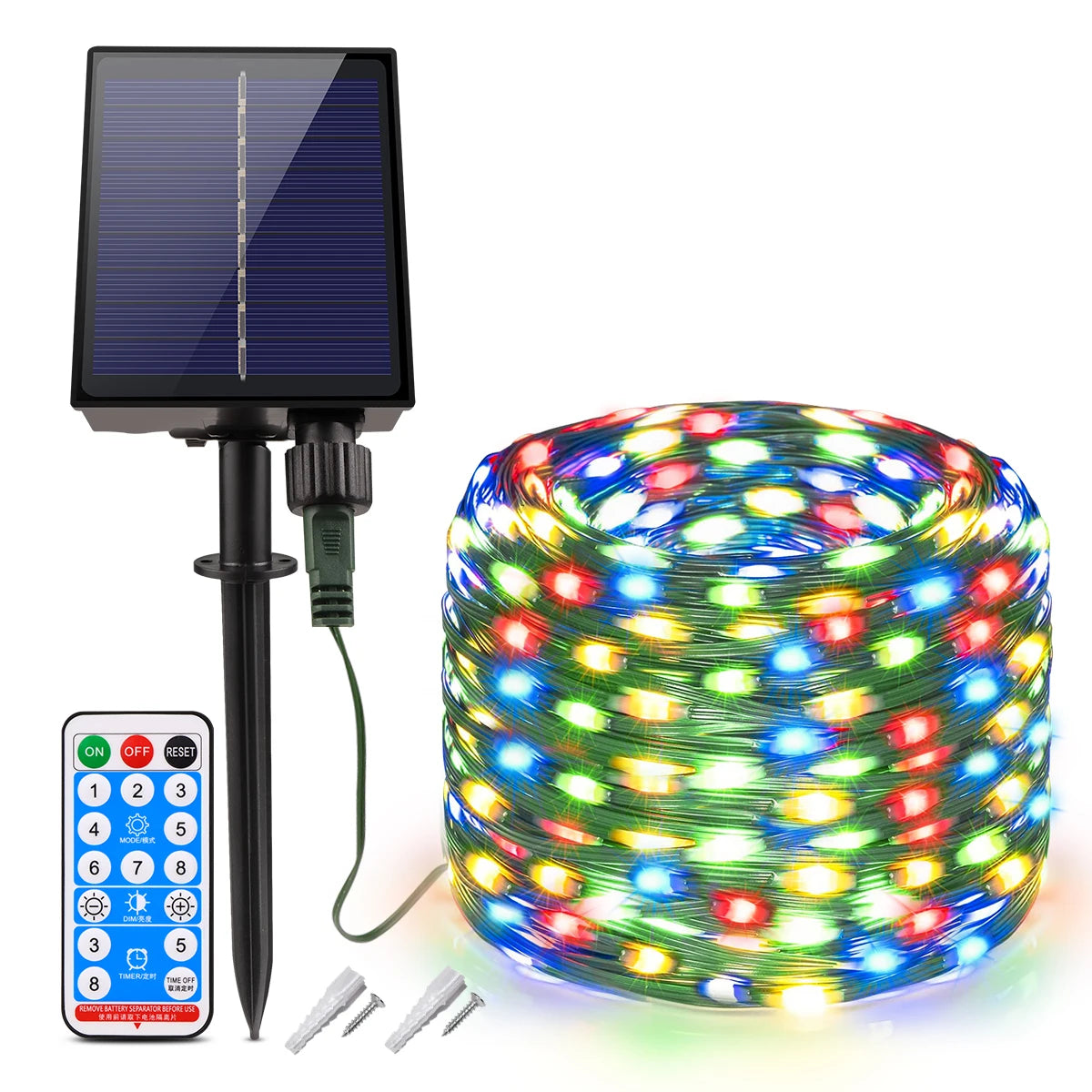 guirlande lumineuse solaire 10m 20m 50m 100m multi couleur moderne imperméable