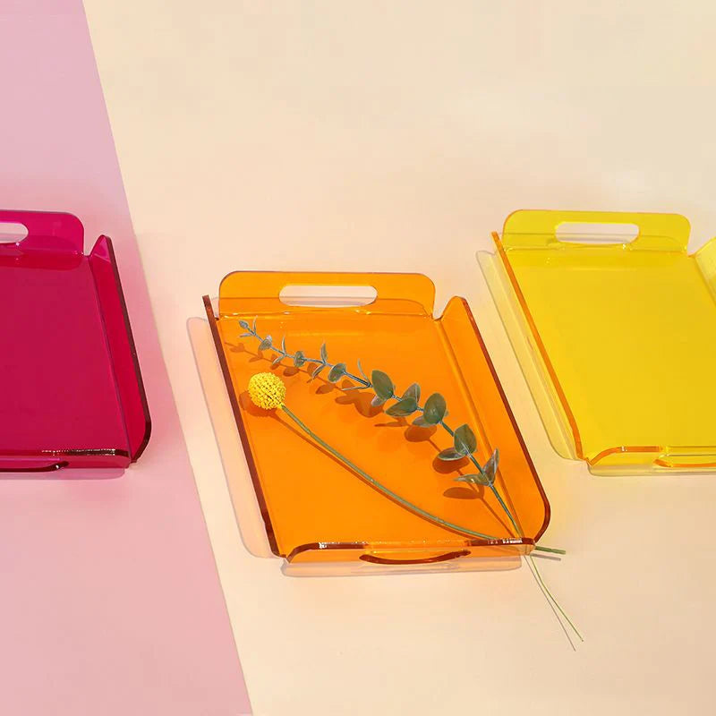 plateau moderne transparent orange bleu vert violet marron réutilisable respectueux environnement