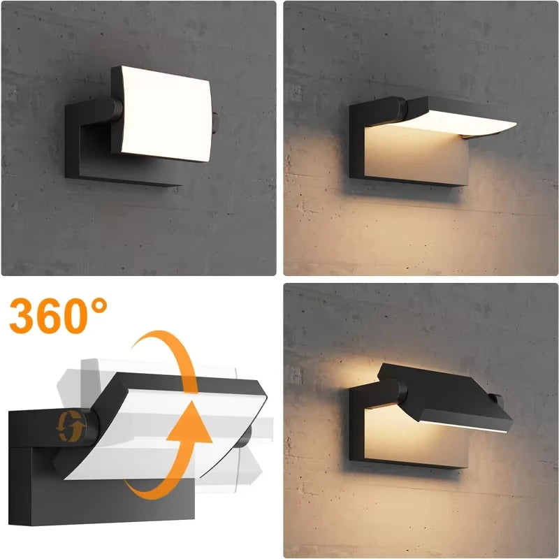 Lampe murale extérieure LED moderne capteur lumière ip65 fixations murales texturées