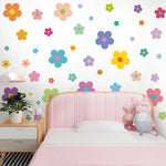 stickers muraux fleurs violet rose bleu jaune vert orange adhésifs modernes enfants chambre décoration