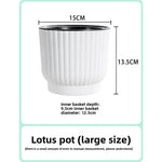 pots fleurs modernes résine blanc rayures verticaux hydroponiques plante verte autoarrosage personnes paresseuses