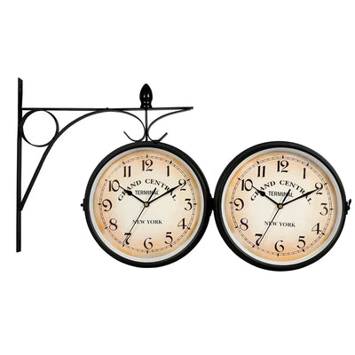 Horloge murale vintage double face grand format marron