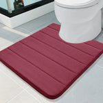 tapis salle bain moderne deux textures gris vert antidérapant bouclé rayures minimaliste