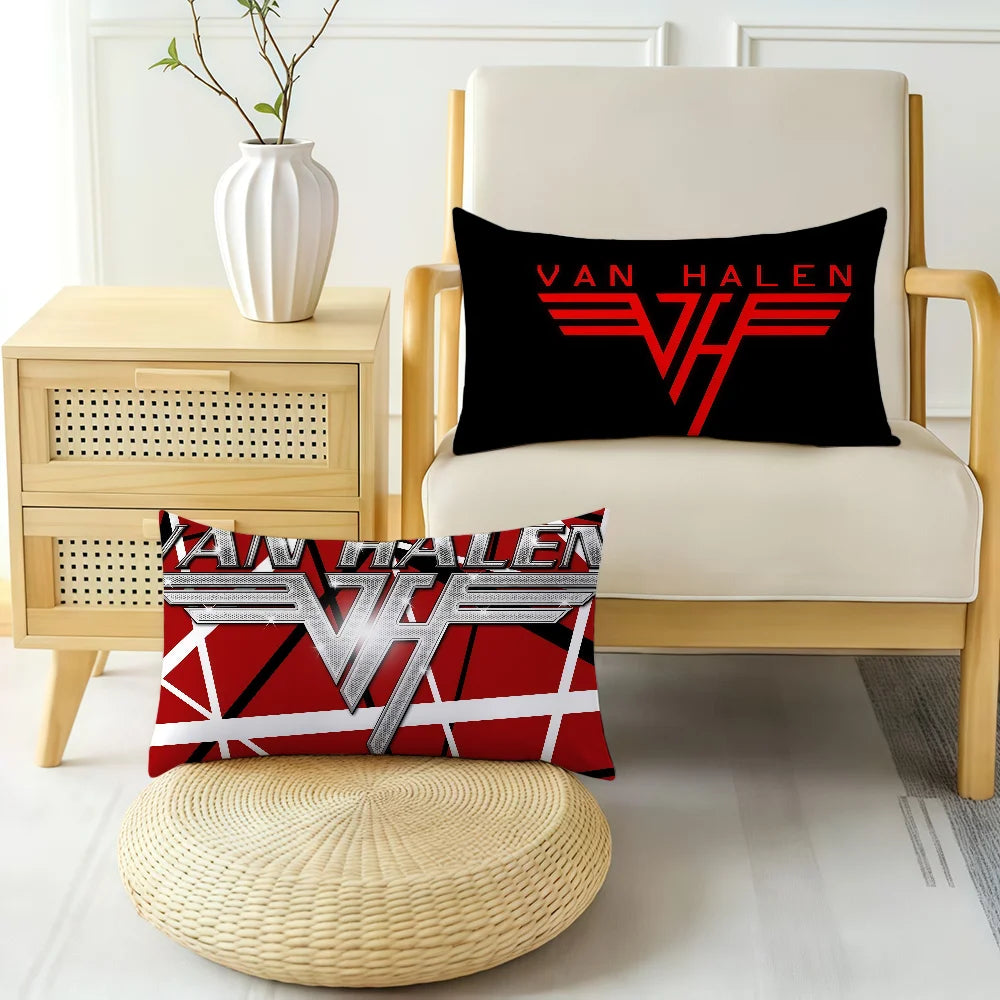 housse coussin imprimé rock band van halen 100 polyester double face moderne diagonale rouge
