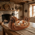panier tressé forme oiseau réutilisable plastique rustique contenant œufs snacks paille couleur marron rouge