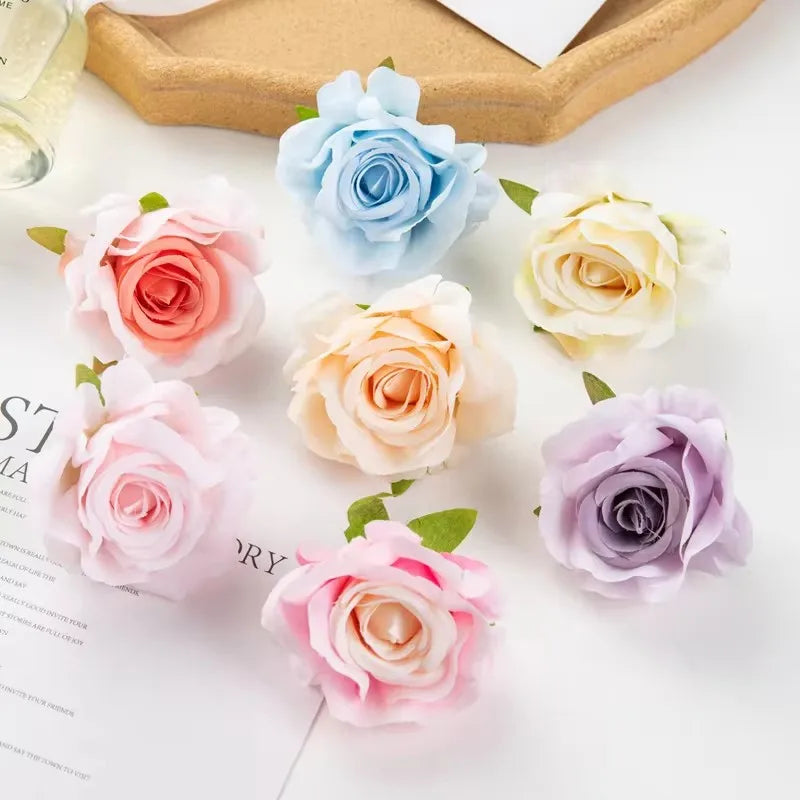 fleurs artificielles roses soie feuilles vertes décoration mariage fête maison scrapbooking