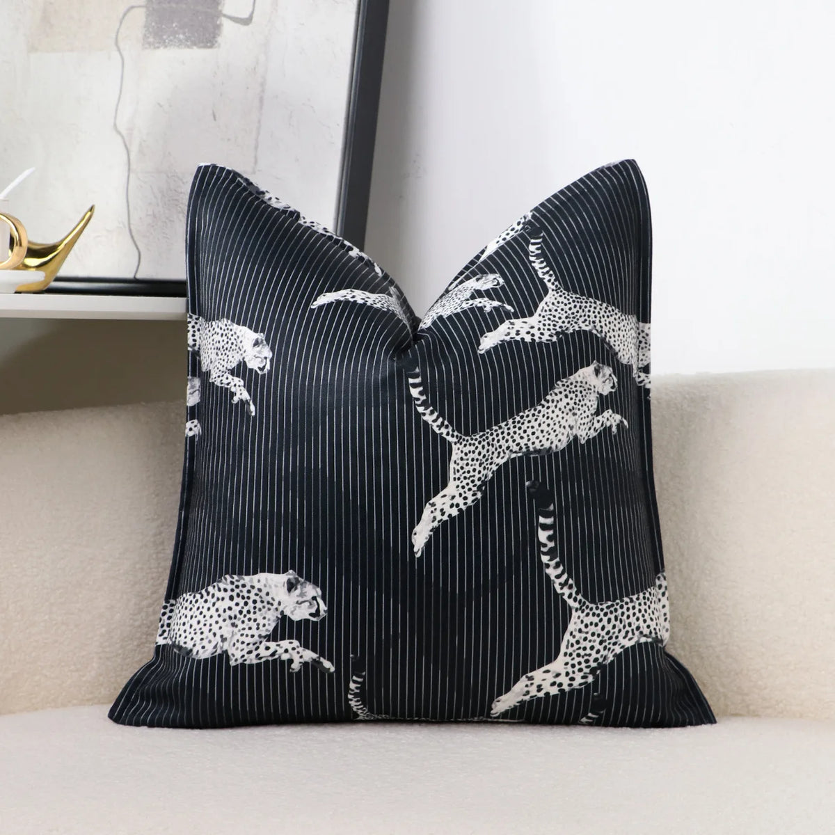 coussin imprimé léopard noir rayures moderne adhésif 100 polyester 40x40cm décoration maison commerciale voiture