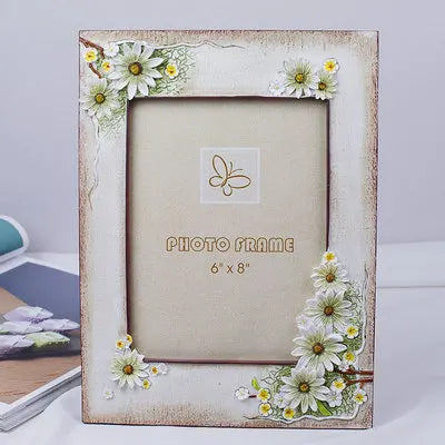 cadre photo vintage floral beige clair fleurs jaunes romantique differentes tailles adhésif