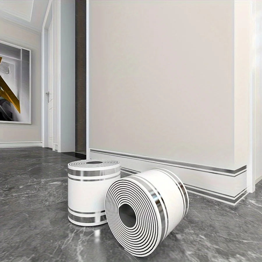 ruban decoratif autoadhésif moderne blanc or gris 500cm 10cm imperméable pvc