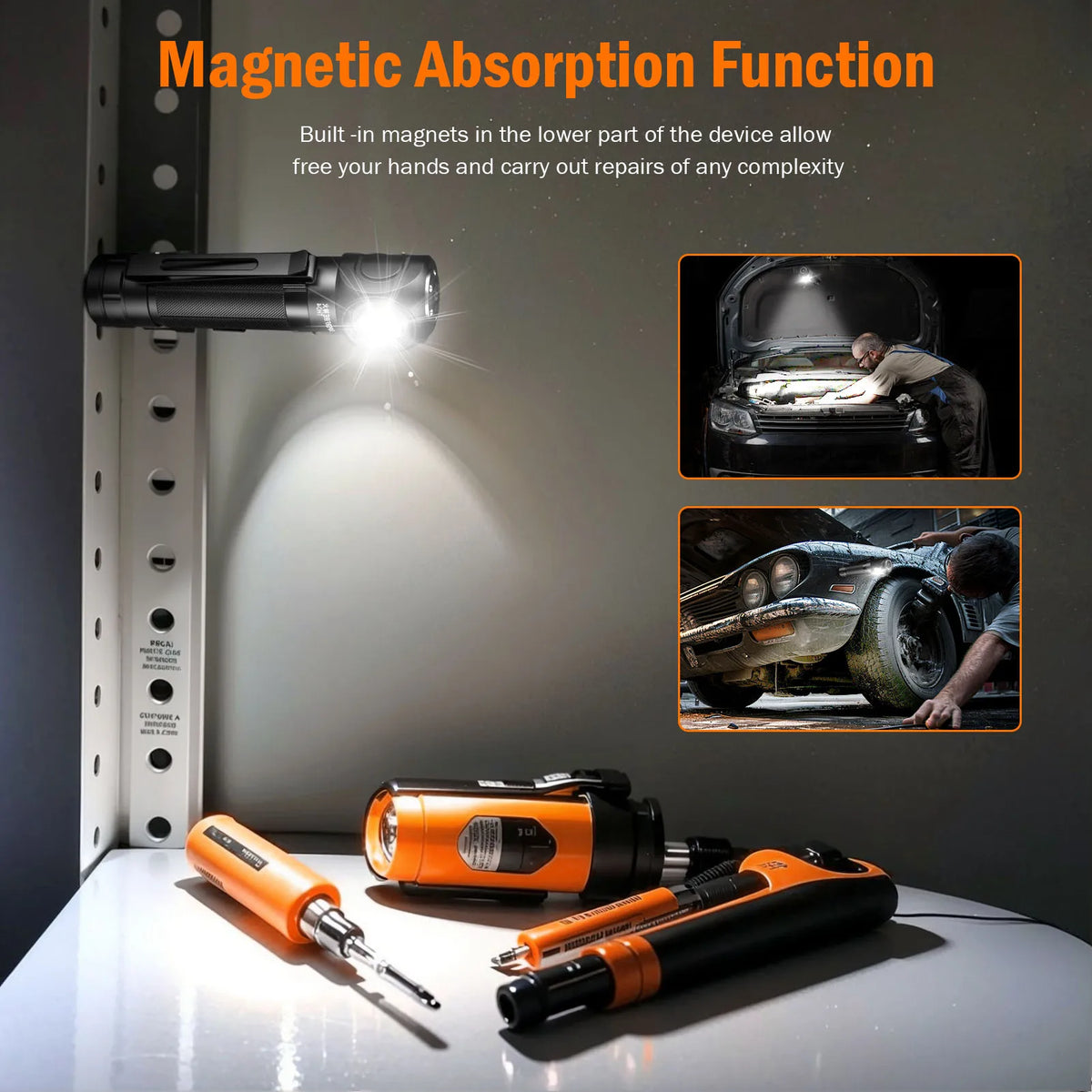 lampe frontale rechargeable led 10w orange noir texture cuir adjustable pratique