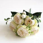 bouquets fleurs artificielles pivoines soie rose clair blanc violet rouge orange romantique extérieur mariage