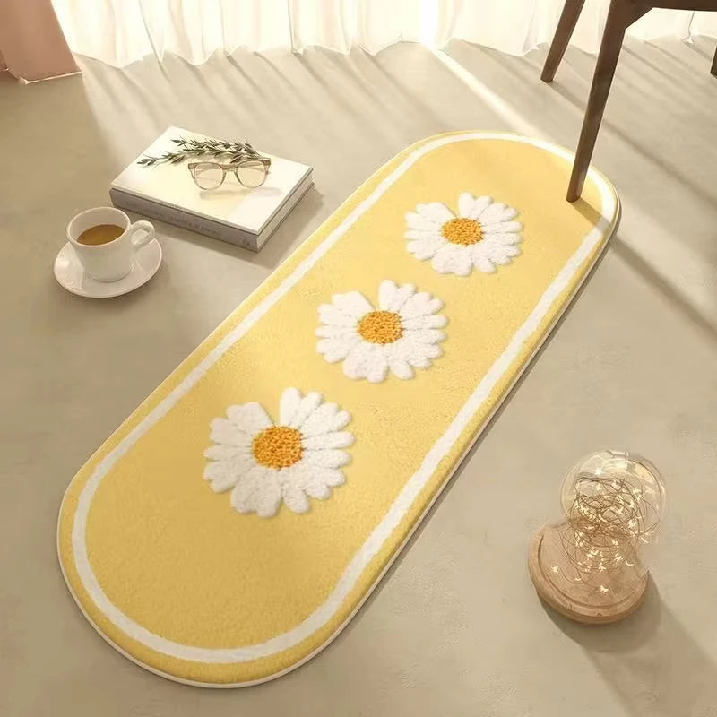 tapis laine antidérapant imperméable fleurs blanches gris jaune moderne chambre prière extérieur camping voyage