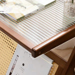 table basse verre transparent moderne table d'appoint bois massif scandinave minimaliste