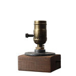 lampe table industrielle bois métal interrupteur transparent verre vintage bronze