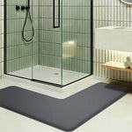 tapis bain gris moderne points noirs fond blanc doublure moelleuse taille 150x75cm