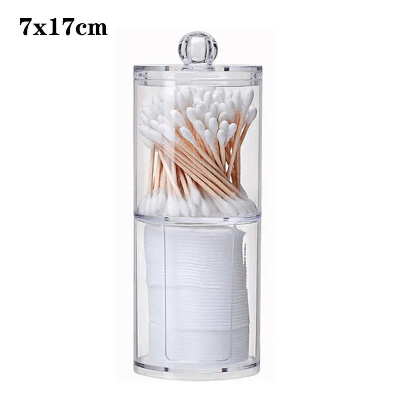 boîte rangement cosmétique transparente plastique cotons lingettes maquillage bijoux salle