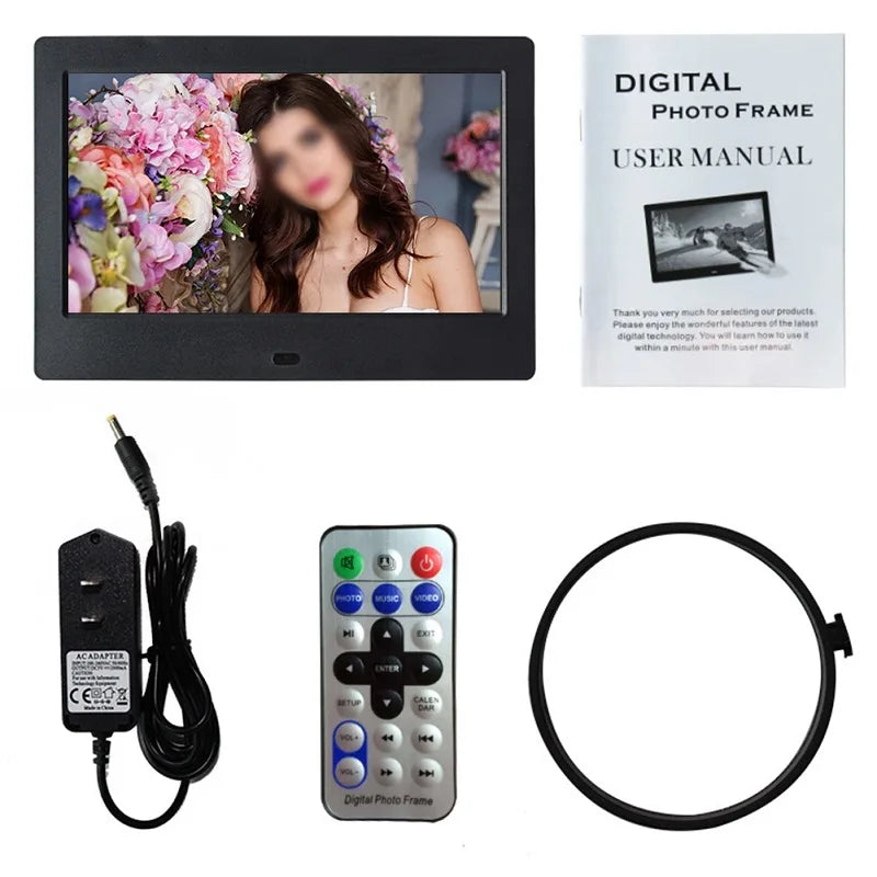 Cadre photo numérique pouces écran blanc mat télécommande incluse horloge mp3 moderne