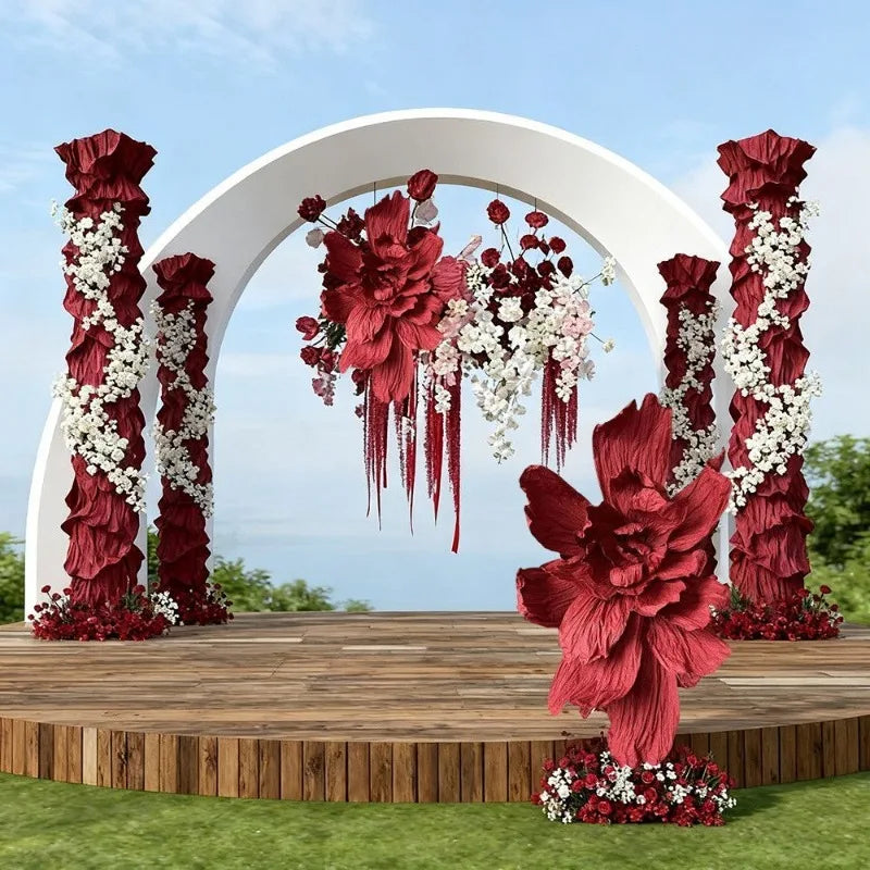 fleurs décoratives papier rose mariage extérieures romantiques semi transparentes 100cm