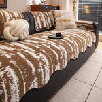 housse canapé marron clair rayures moderne anti poussière lavable machine multiple tailles