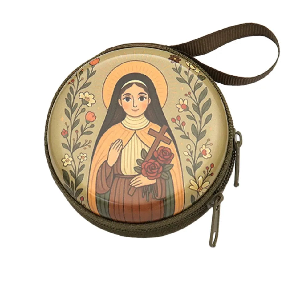 boîte rangement métal zipper illustrations religieuses saints coeurs sacrés multi usages opaques