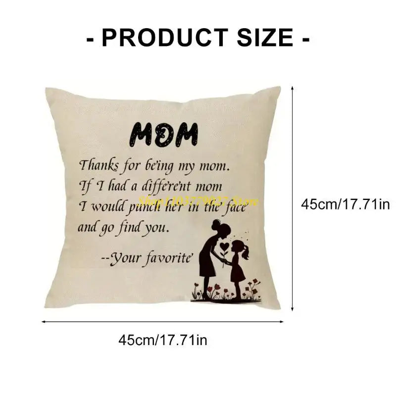 coussin imprimé mère enfant beige décoratif sentimental polyester coton microfibre
