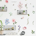 sticker mural adhésif fleurs aquarelle romantique floral 40x60cm variable opacity