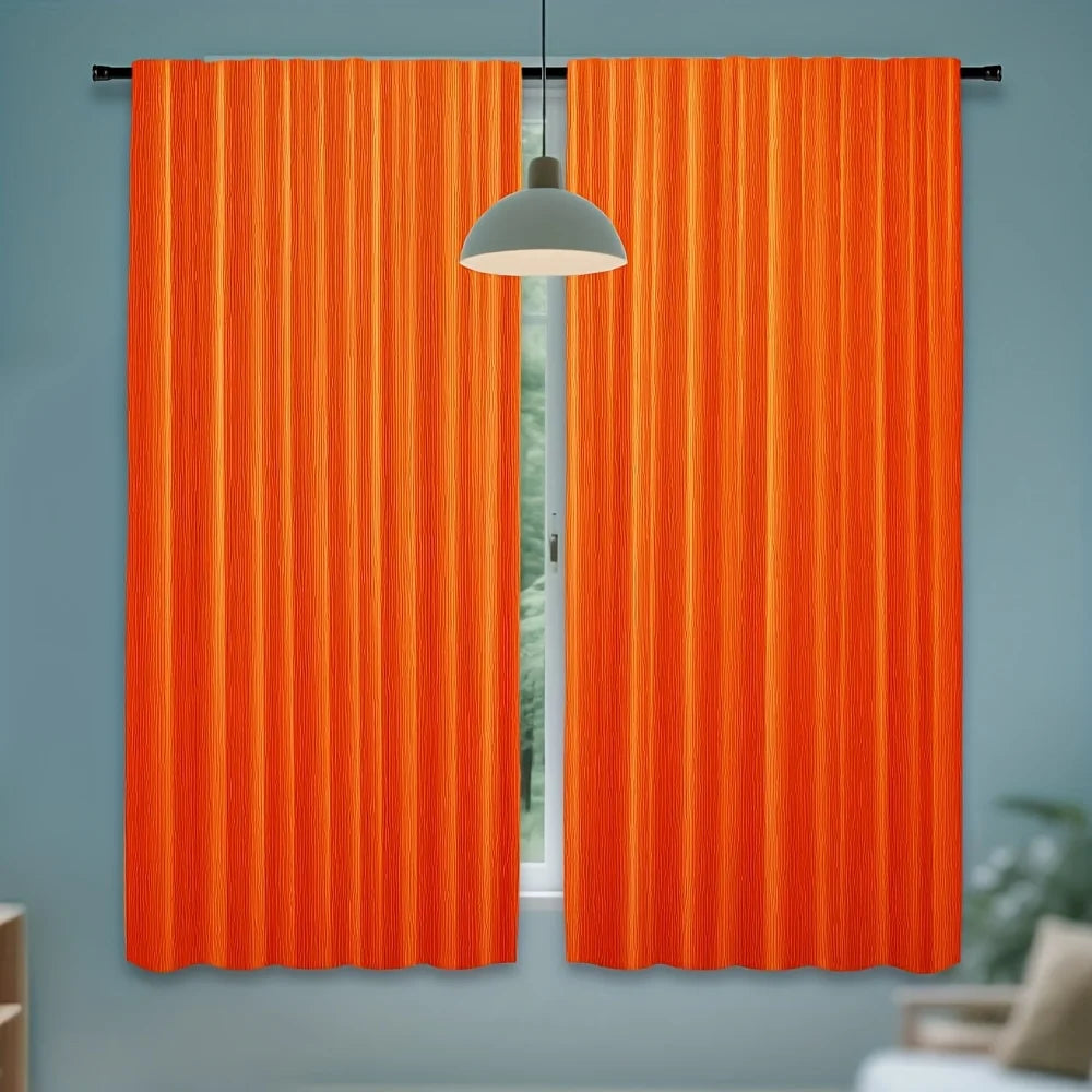rideaux modernes orange vif imprimé rayures verticales opaques maison 100% polyester