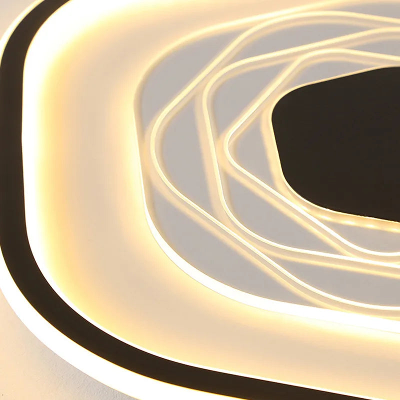 plafonnier led moderne géométrique blanc noir éclairage quotidien monté surface télécommande