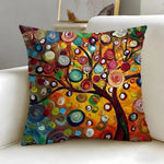 housse coussin multicolore arbre abstrait moderne polyester 45x45cm zip invisible facile laver canapé lit