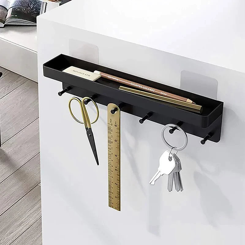 porte clés mural noir moderne porte lunettes téléphone savonnette papier rasoir ciseaux règle