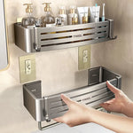étagère murale moderne trois niveaux gris métallisé adhésif salle bain porte savon porte serviettes