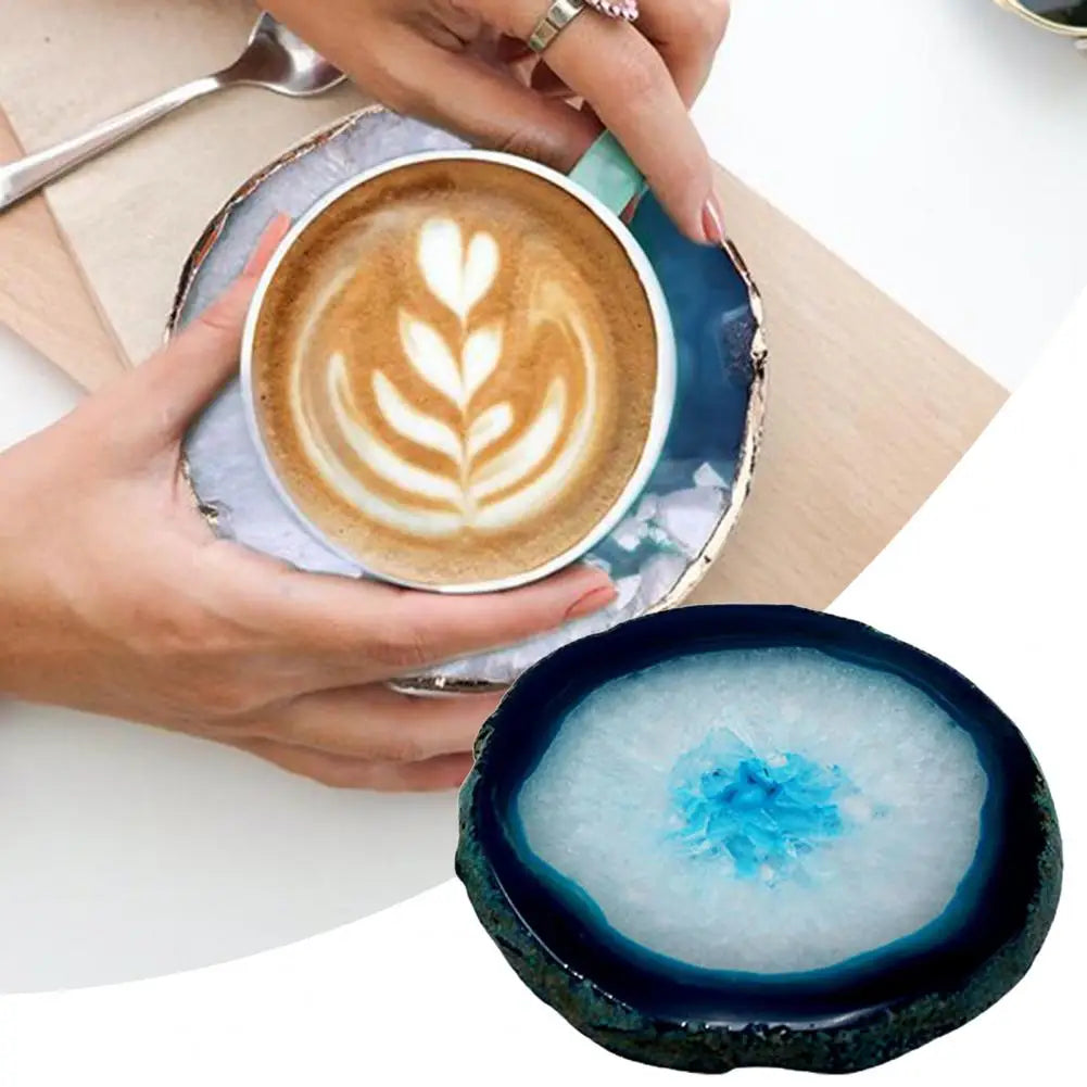 coasters agate naturelle semi transparent verts rouges bruns moderne 8cm respectueux environnement