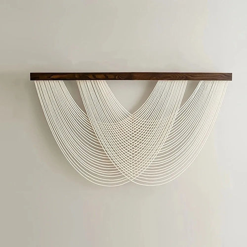 rideau macramé tissé main motifs géométriques boho moderne blanc opacité fixations chambre coucher