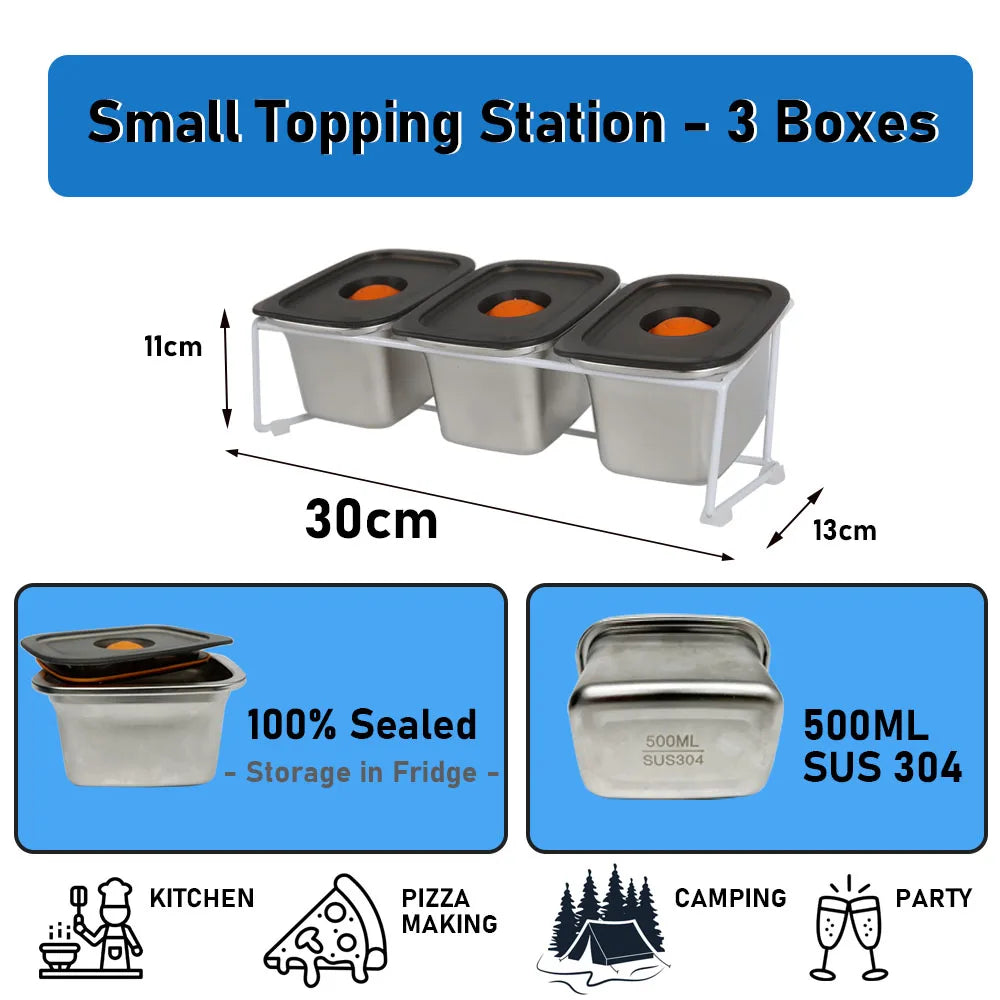 station garniture acier inoxydable 304 couvercle silicone stockage ingrédients pizza moderne rangement professionnel étanche