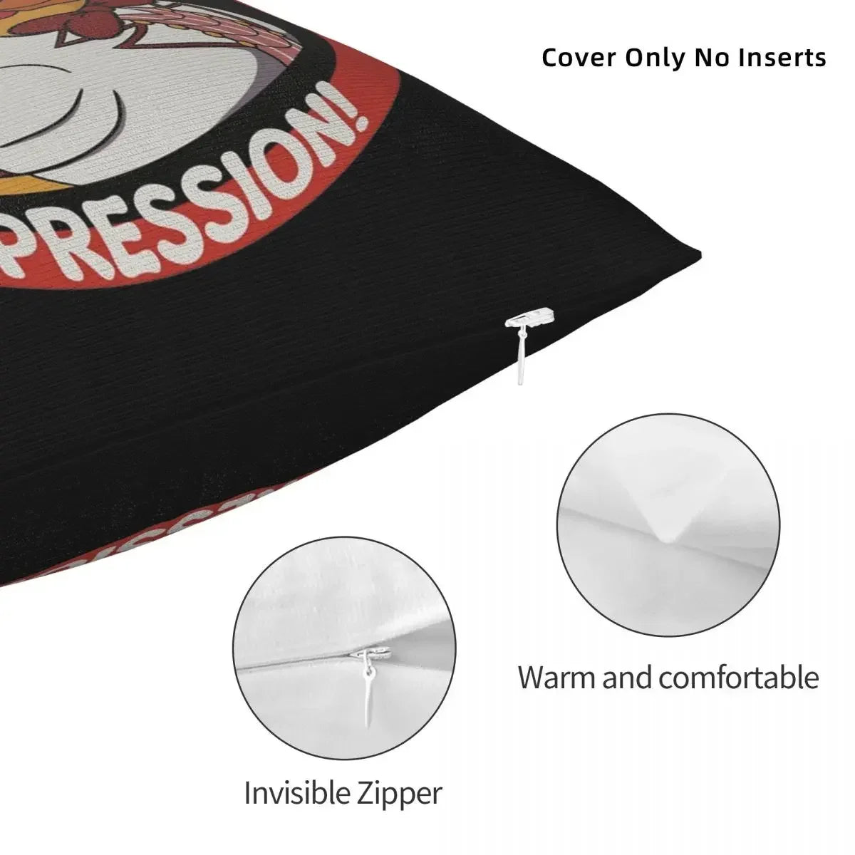 coussin carré noir canard chapeau épée zip invisible décoration chambre voiture 100 polyester imprimé